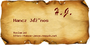 Hancz János névjegykártya